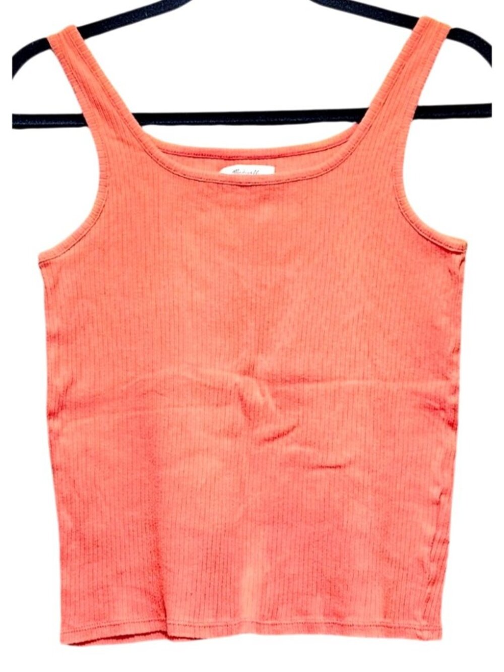 Madewell Womens Coral Ribbed Cotton Tank Top XXS